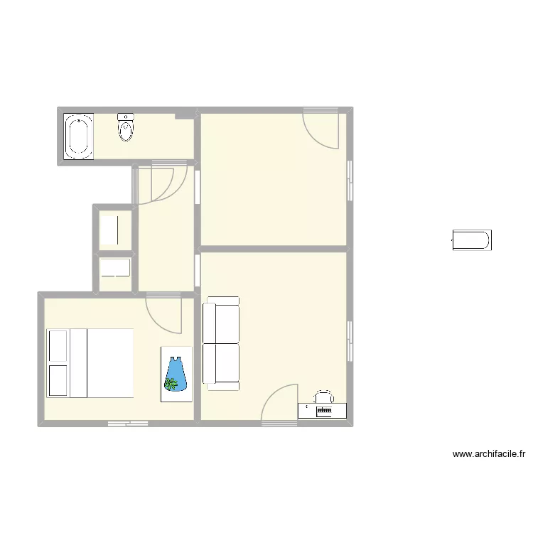 Appart. Plan de 7  et 47 m²