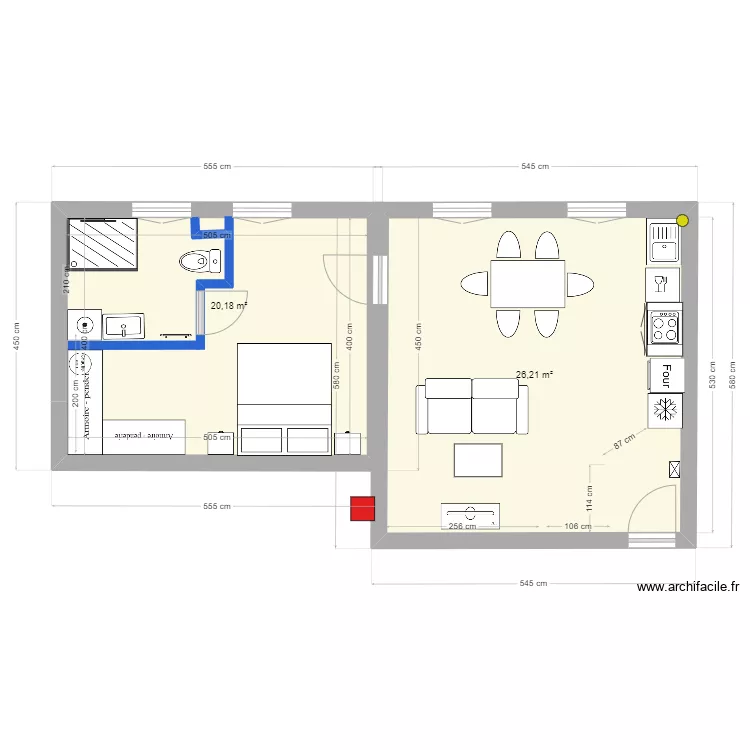 appart 6 version 4 -  38m&sup2;+1 chbre. Plan de 