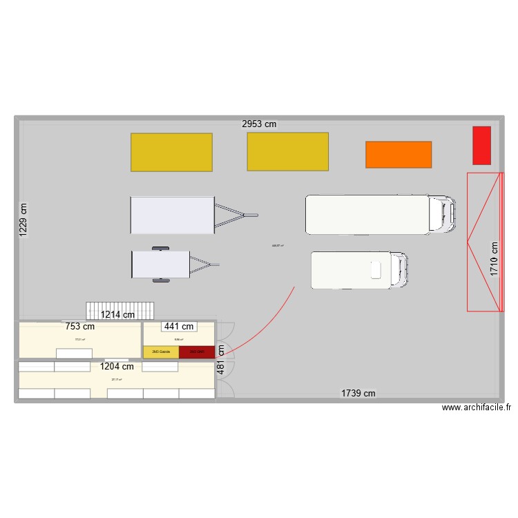 plan maison ossature bois monopente. Plan de 3 pièces et 616 m2