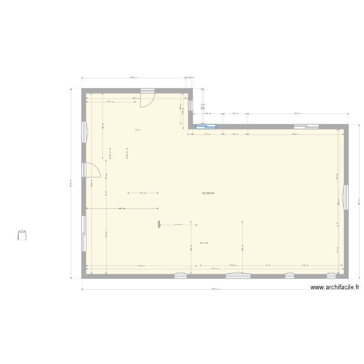 Yvrac SSOL Existant. Plan de 1 pièce et 128 m2