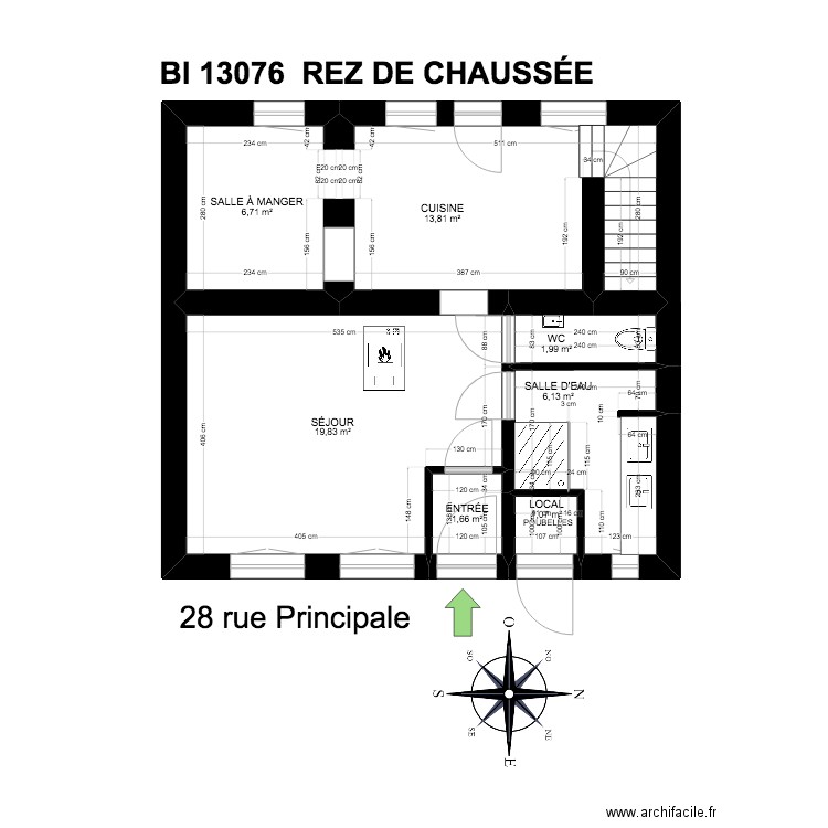 BI 13076. Plan de 20 pièces et 158 m2