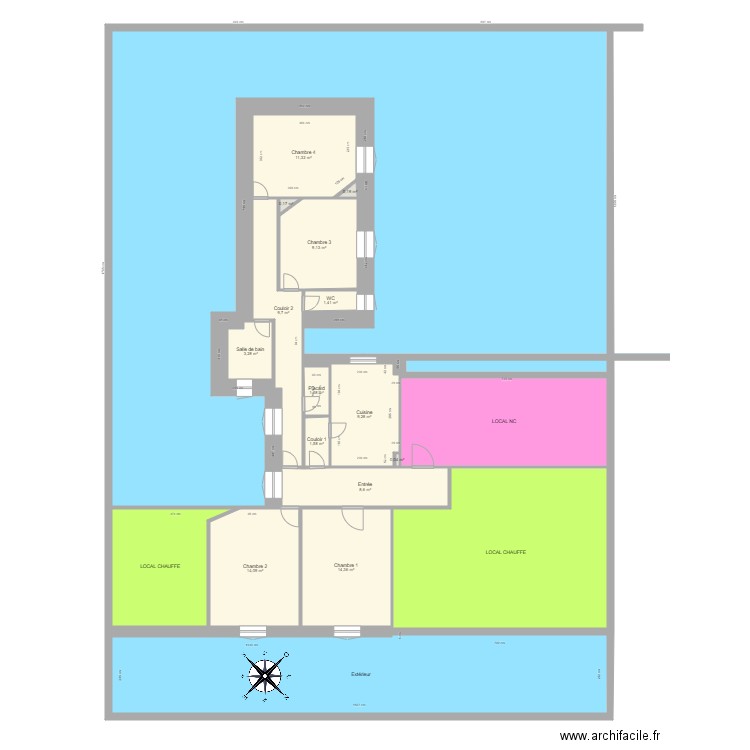 etage3 GAUCHE. Plan de 19 pièces et 1182 m2