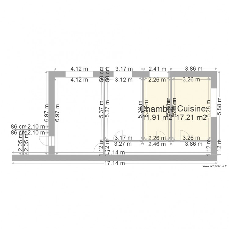 Appartement 3 pièces 2ème arrière. Plan de 0 pièce et 0 m2