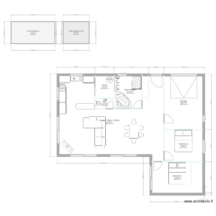 Maison Plouarzel A. Plan de 9 pièces et 118 m2