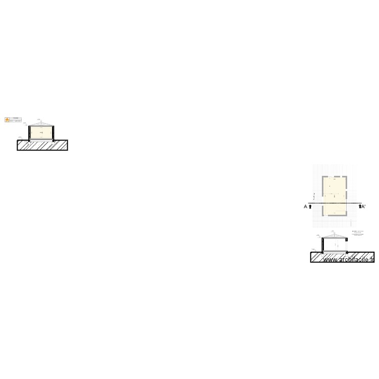 Coupe AA Ouerghi . Plan de 1 pièce et 11 m2