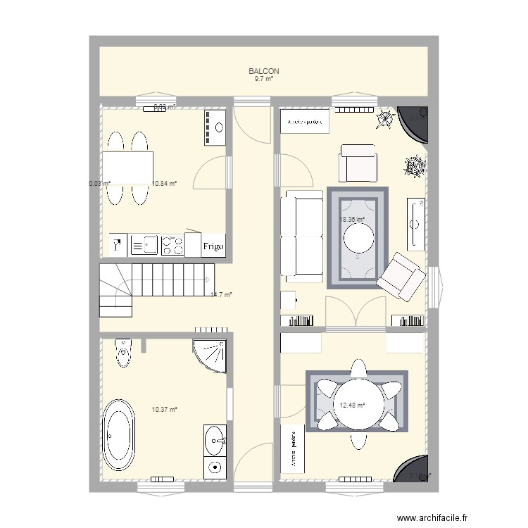 vraies dimensions SDB au fond final. Plan de 0 pièce et 0 m2