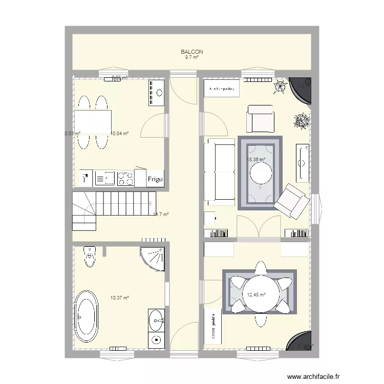 vraies dimensions SDB au fond final. Plan de 