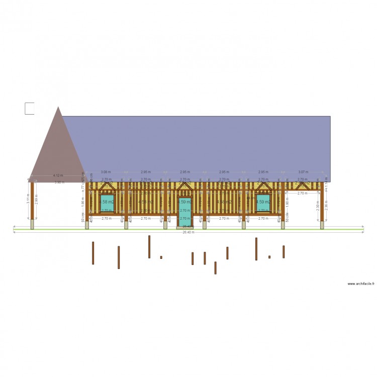 facade octogone sud. Plan de 0 pièce et 0 m2