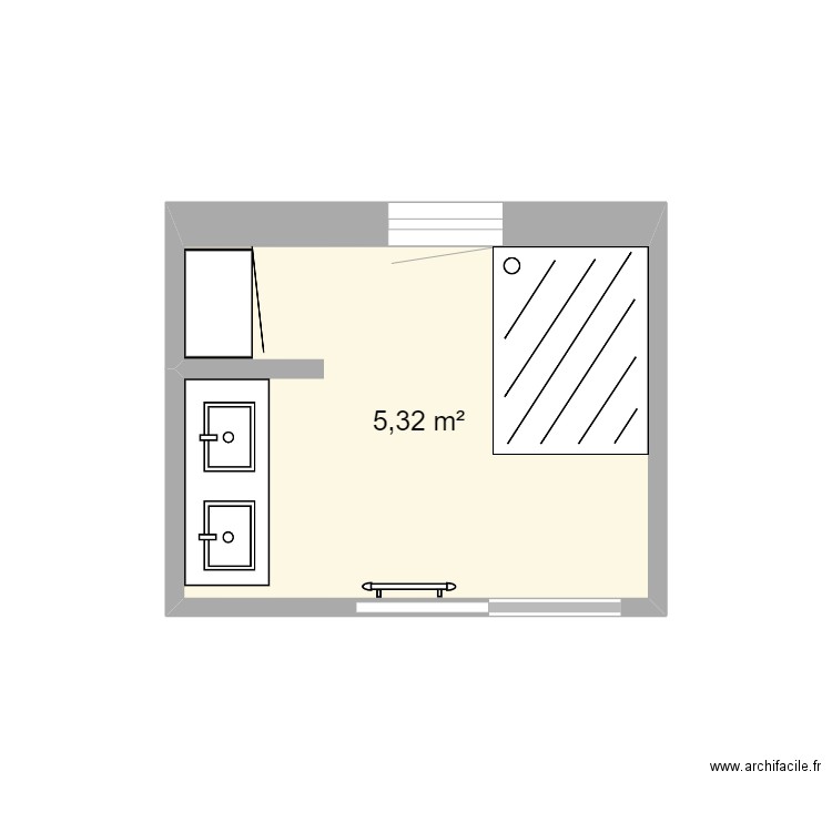 salle de bain version2. Plan de 1 pièce et 5 m2