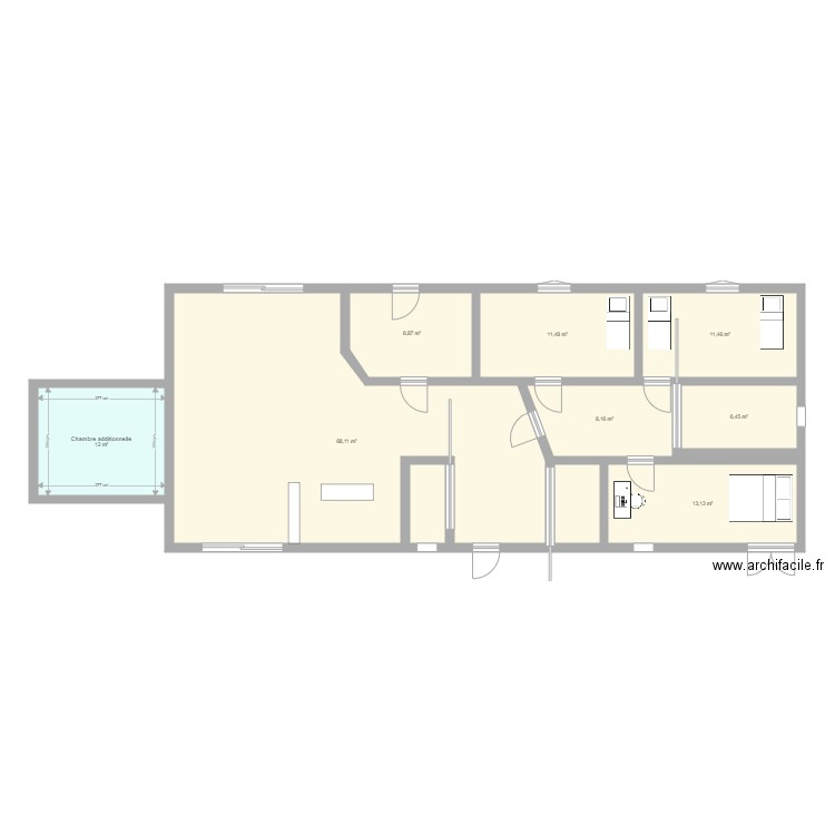 Maison Salignac. Plan de 8 pièces et 140 m2