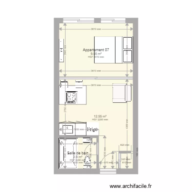 Appartement 7 mm. Plan de 
