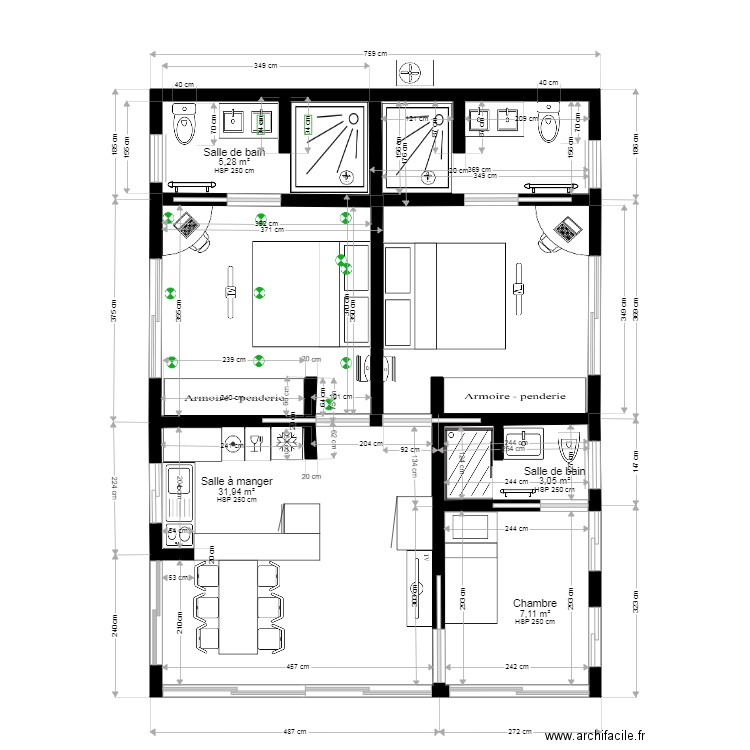 bungalow 2 chambres. Plan de 0 pièce et 0 m2