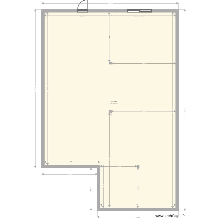 PLAS SS BUREAU. Plan de 1 pièce et 204 m2