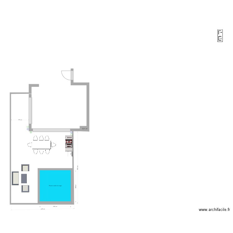 terrasse  PISCINE carre. Plan de 0 pièce et 0 m2