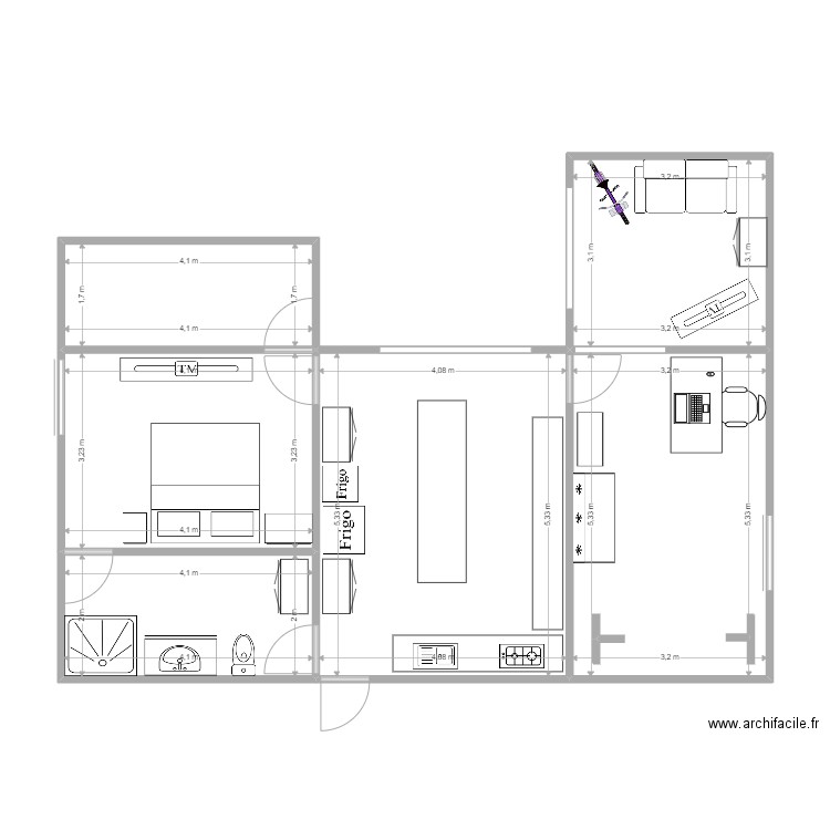 plan reve 03.03.2022. Plan de 6 pièces et 77 m2