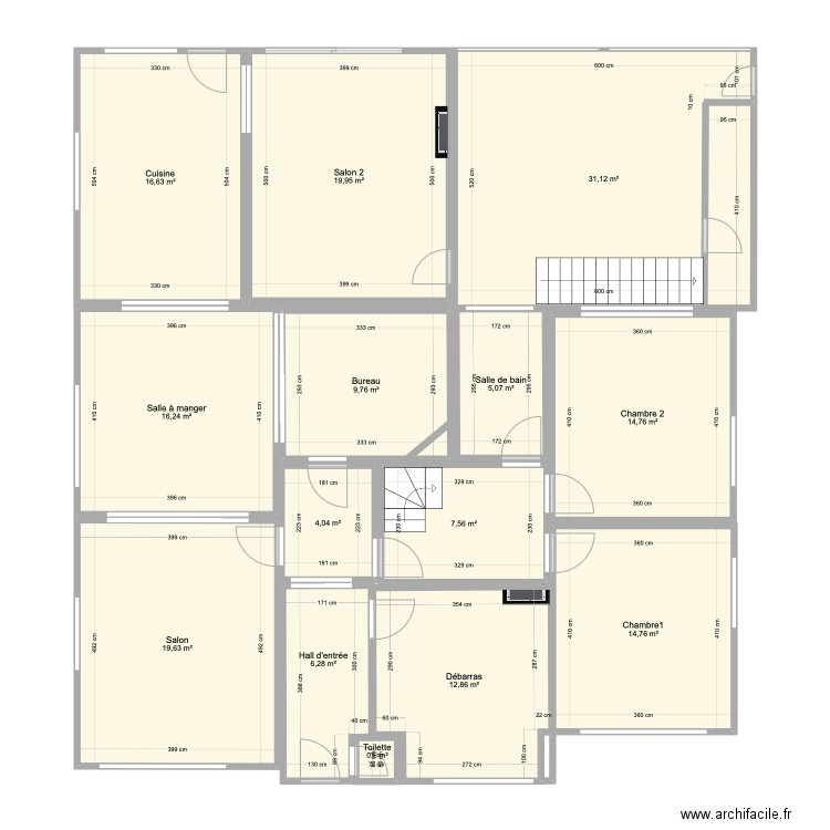 Exo 3. Plan de 14 pièces et 179 m2