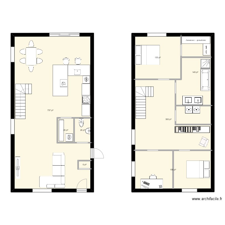 maison plan 2 etage. Plan de 0 pièce et 0 m2