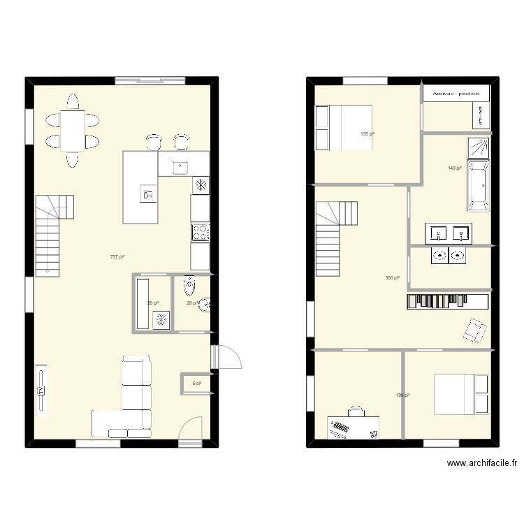 maison plan 2 etage. Plan de 8 pièces et 147 m2