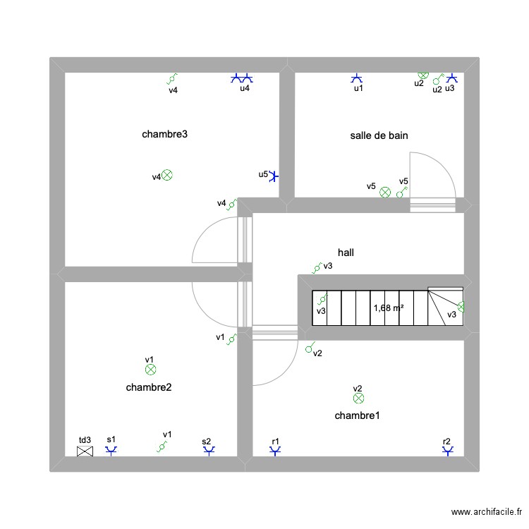 Bonne Fortune Etage. Plan de 6 pièces et 42 m2