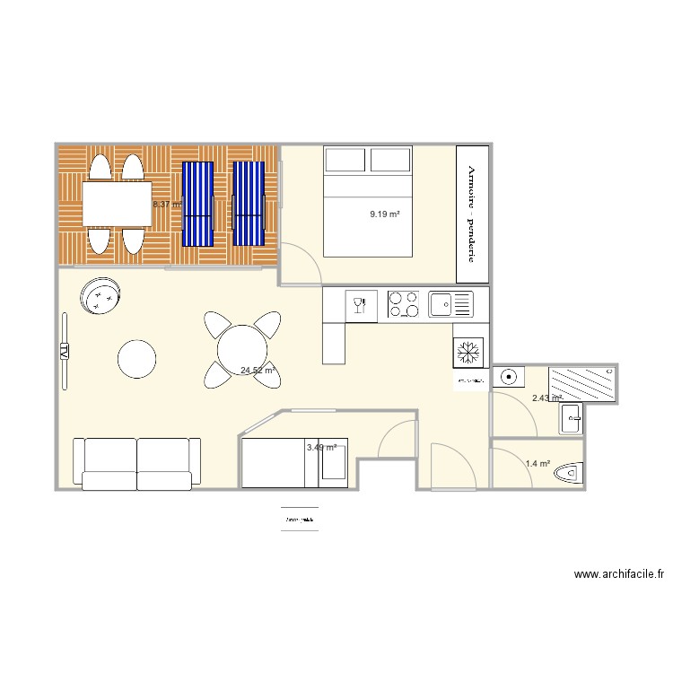 T2 origine cabine salon . Plan de 0 pièce et 0 m2