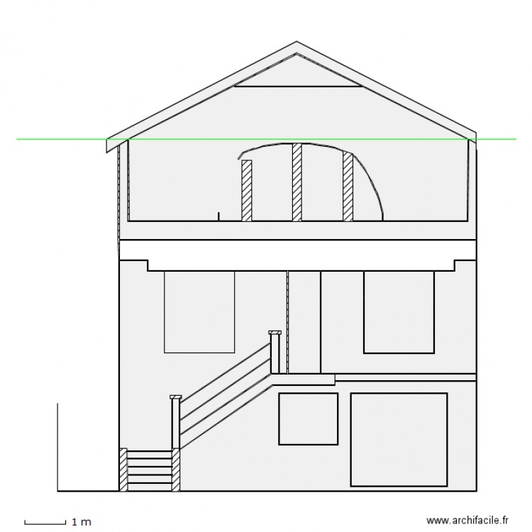 Façade principale. Plan de 0 pièce et 0 m2