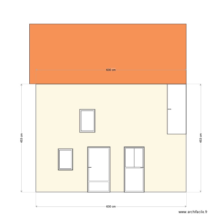 façade sud actuelle (sans vis à vis). Plan de 0 pièce et 0 m2
