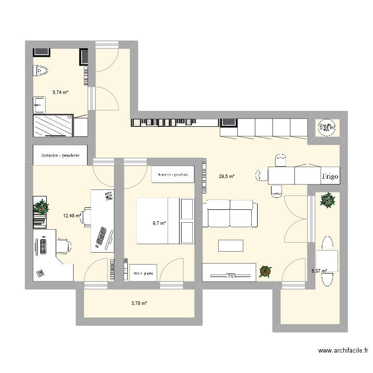 plan des mimirs. Plan de 7 pièces et 67 m2