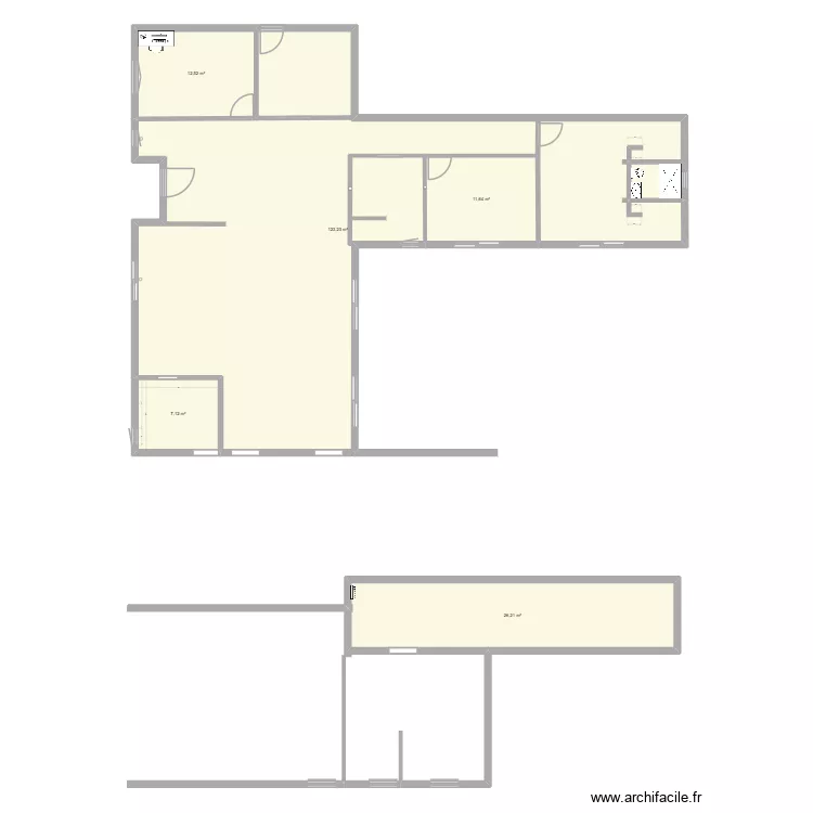 Maison. Plan de 5  et 181 m²