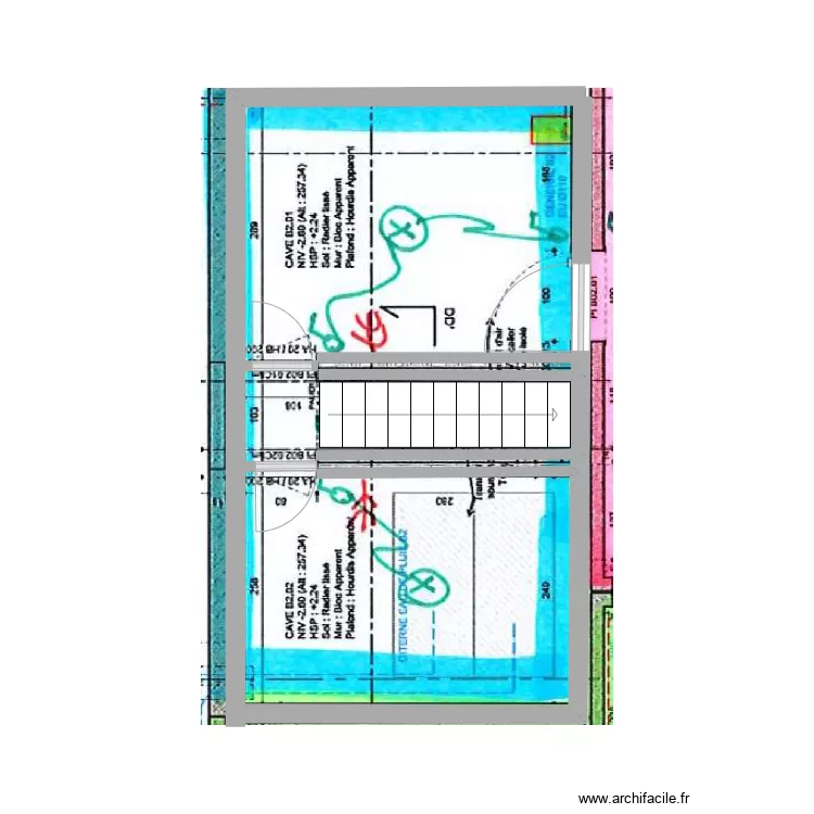 36B sous sol caves. Plan de 