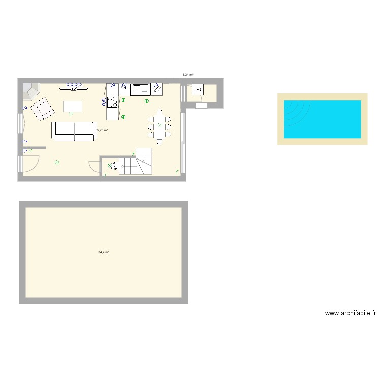 Maison rdc. Plan de 0 pièce et 0 m2