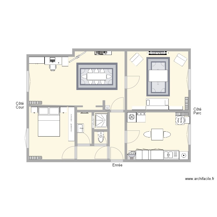 appart La Genevray meuble. Plan de 9 pièces et 65 m2