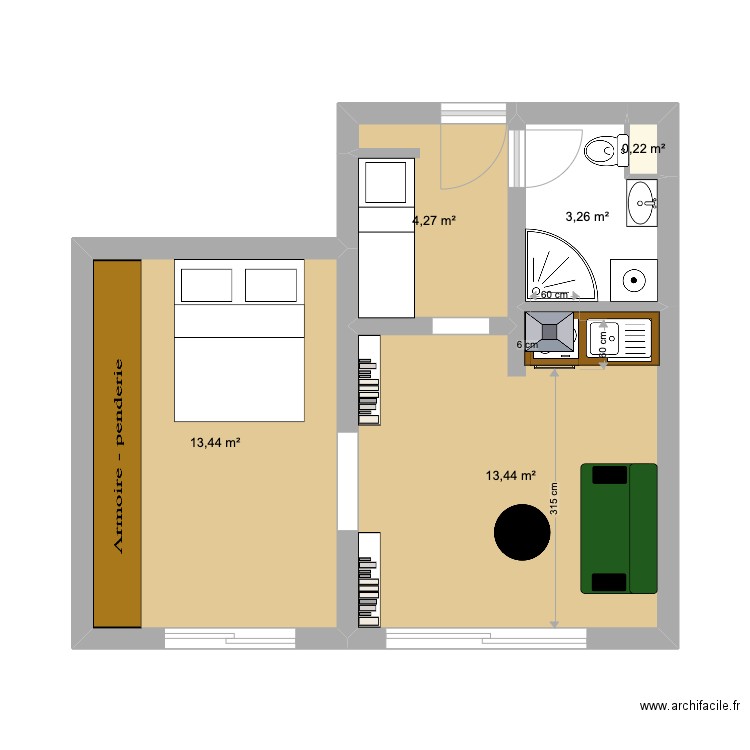 APT LA BAULE. Plan de 5 pièces et 35 m2