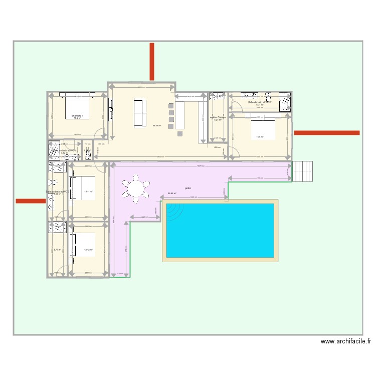 choeng mon 1 modifier 140 150 m2 jardin 4 chambres . Plan de 0 pièce et 0 m2