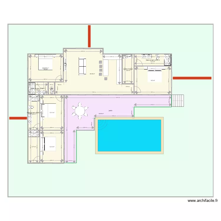choeng mon 1 modifier 140 150 m2 jardin 4 chambres . Plan de 