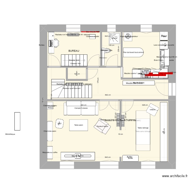 Les Myrthes RdC meubles. Plan de 1 pièce et 75 m2