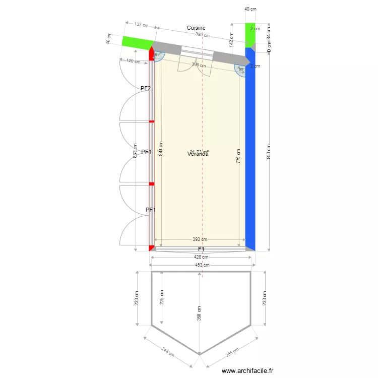 Plan veranda BOULY. Plan de Plan veranda BOULY. Plan de