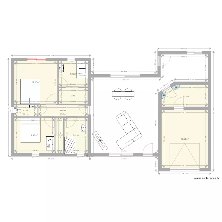 maison Chauvigny plein pieds avac mur facade continu 2. Plan de 