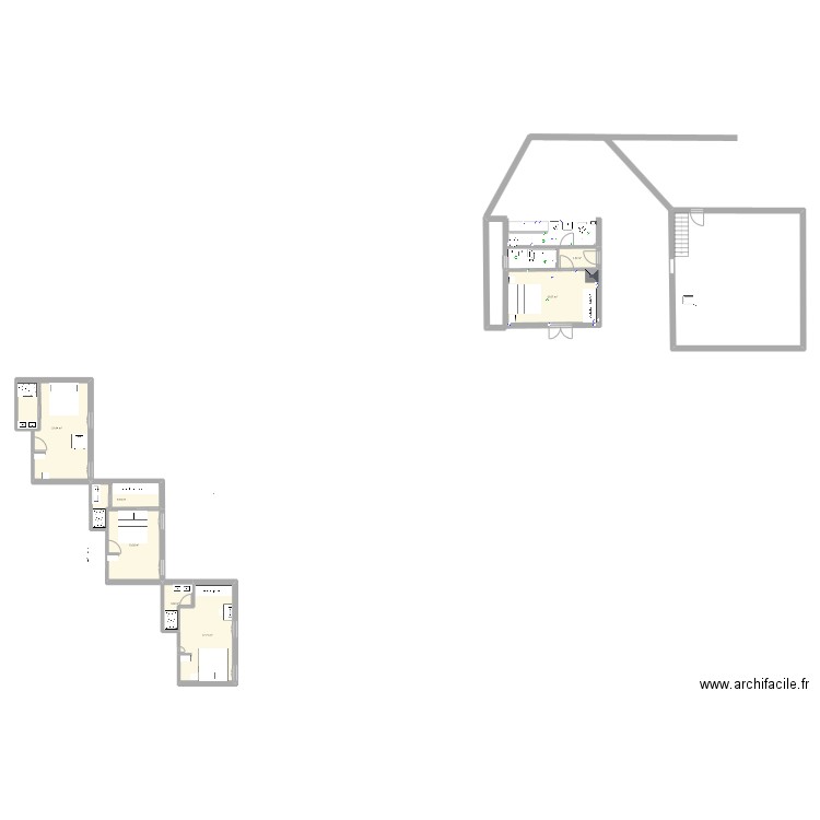 Chambre. Plan de 7 pièces et 83 m2