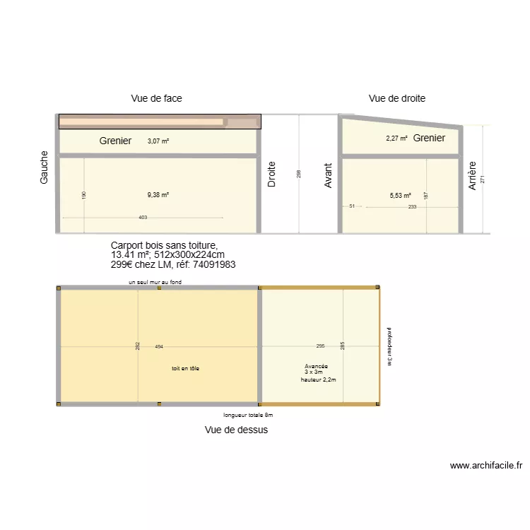 Abris jardin + extension 01. Plan de 