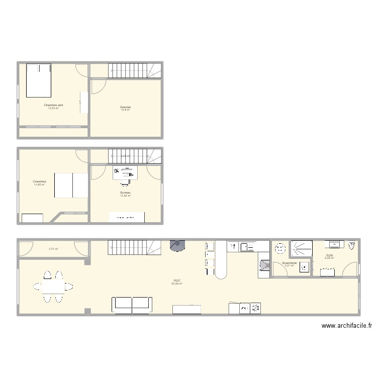 Maison. Plan de 12 pièces et 141 m2