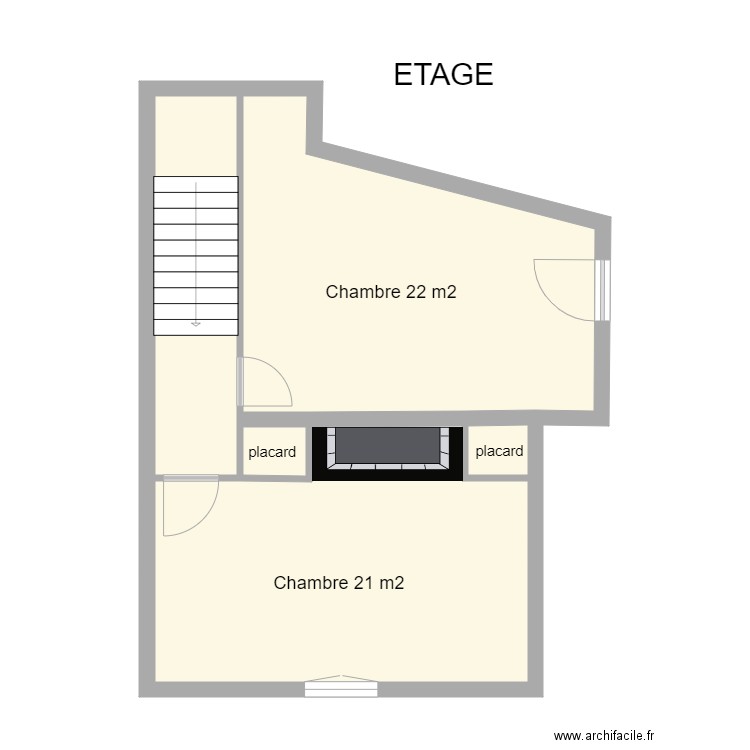 Delom étage. Plan de 5 pièces et 55 m2