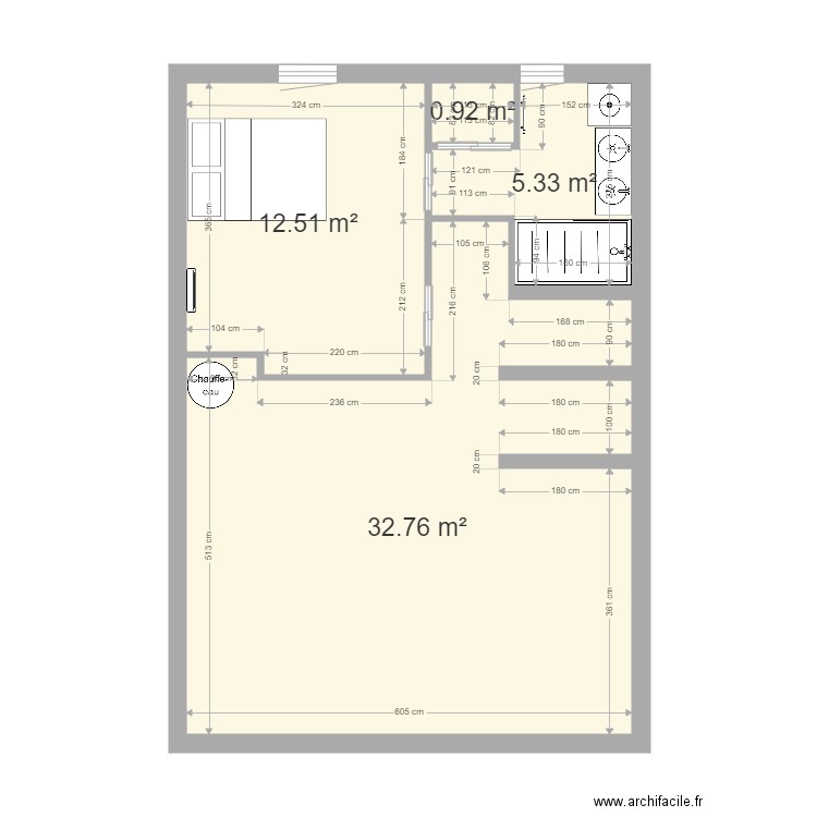 ORSAUD. Plan de 4 pièces et 52 m2