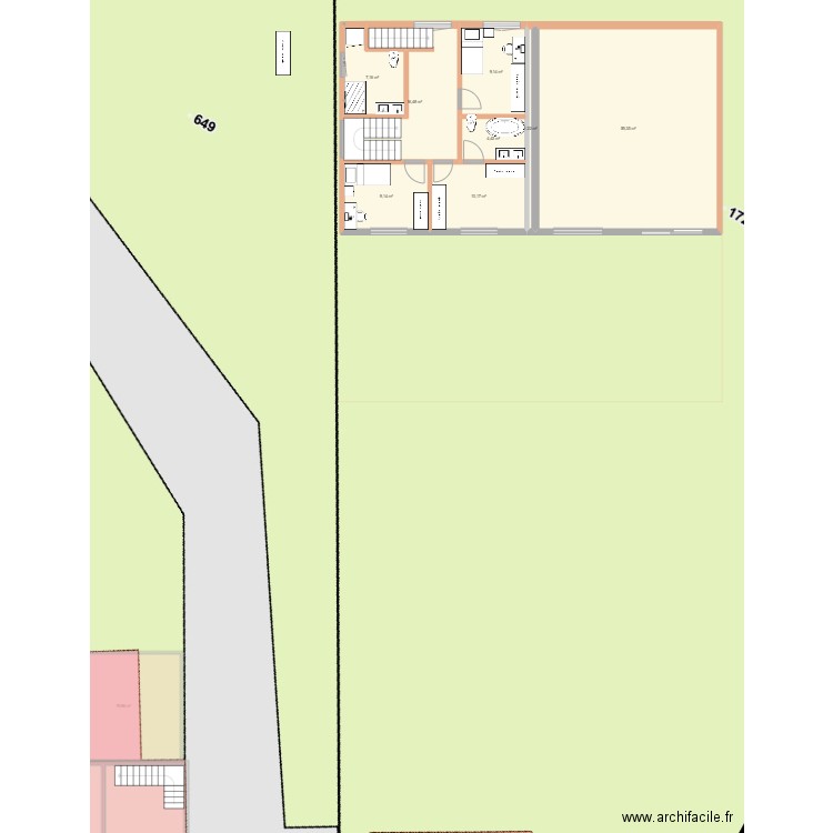 Projet RD30 2LOG. Plan de 18 pièces et 335 m2