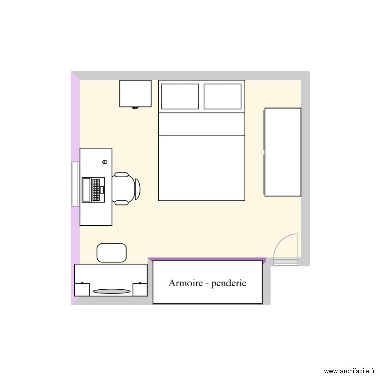 chambre. Plan de 2 pièces et 8 m2