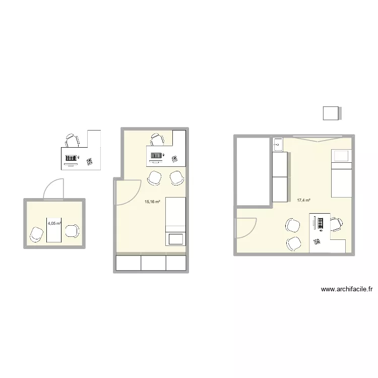 cab v2. Plan de 3  et 37 m²