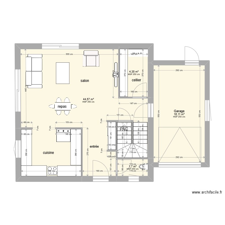 Osvi RC. Plan de 4 pièces et 67 m2