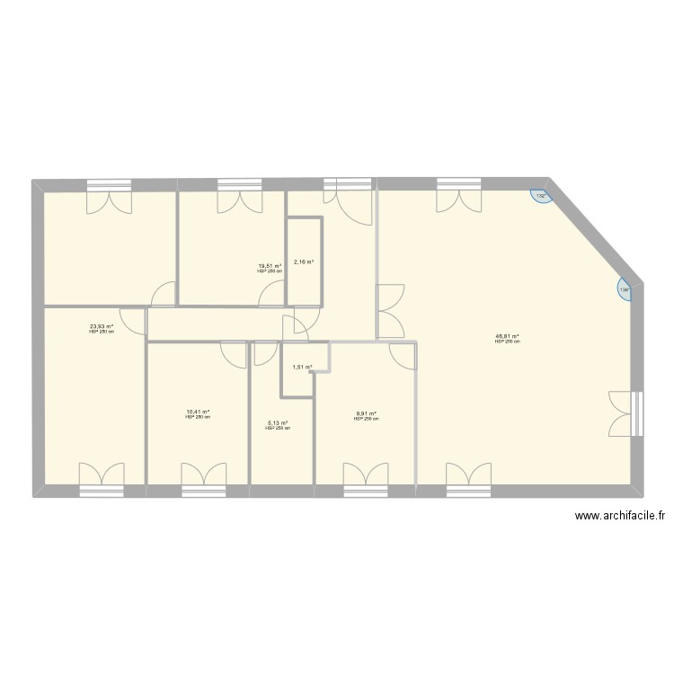 Plan de maison avec cloisons intérieures 3. Plan de 8 pièces et 119 m2