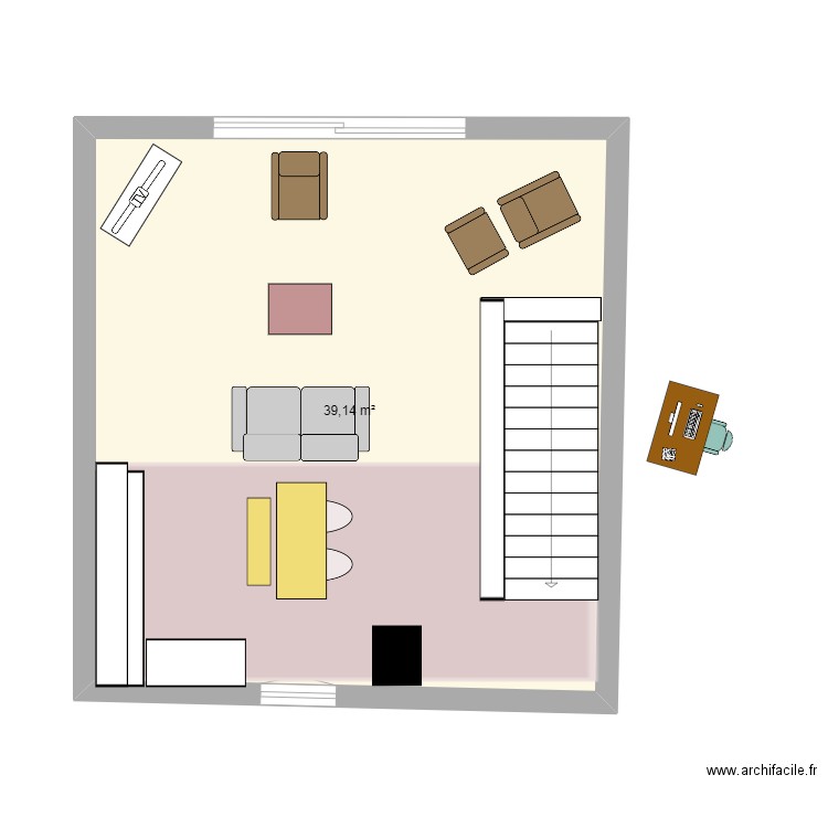 Bzzz Etage 2 5ème essai. Plan de 1 pièce et 39 m2