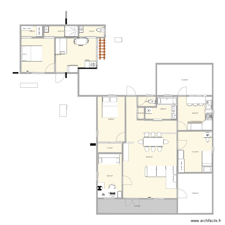 studio en F2 1. Plan de 0 pièce et 0 m2