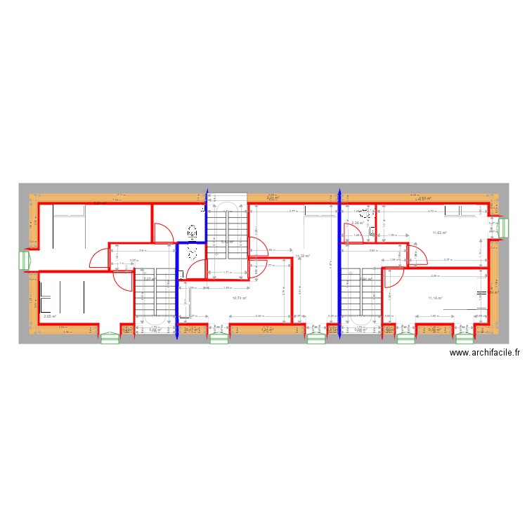 LASSUS comble. Plan de 21 pièces et 87 m2